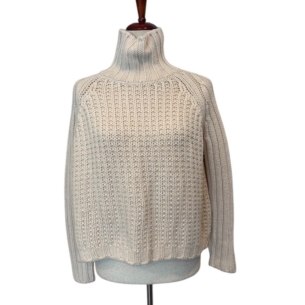 Max Mara‎ Weekend Thermal Knit Turtleneck Sweater Oversized Cropped Wool Size XS